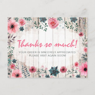 Rustikale Holz Shabby Chic Rosen Anemone Danke Postkarte
