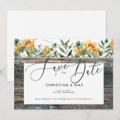 Rustikale Holz-Sonnenblume & Lichter Save-the-Date Save The Date (Vorne/Hinten)