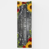 Rustikale Holz-Sonnenblume Rote Rose Willkommen Ho Banner (Vertikal)