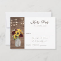 Rustikale Holz-Sonnenblumen Burgund Mason Jar RSVP