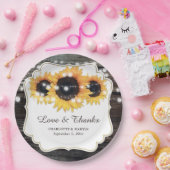 Rustikale Holz Sonnenblumen Liebe und Dank Hochzei Pappteller (Party)