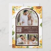 Rustikale Holz Sonnenblumen Mason Jar QR Code Hoch Einladung (Rückseite)