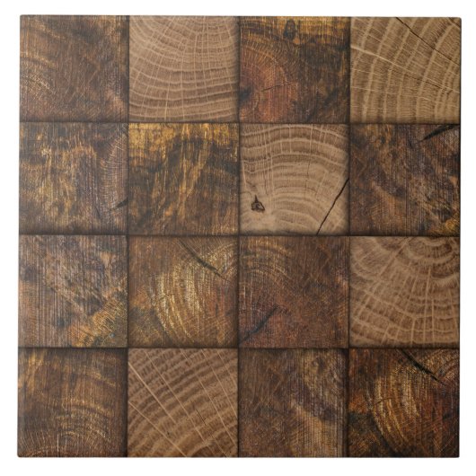 Rustikale Holz Square Mosaik Kunst Fliese (Vorderseite)