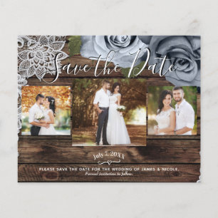 Rustikale Holz staubblaue Rosen Foto Save-the-Date