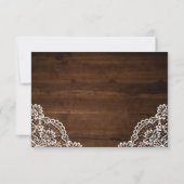 Rustikale Holz-Streichelleuchten und Spitzen | UAW RSVP Karte (Rückseite)