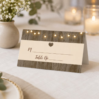 Rustikale Holz-String-Lichter für die Hochzeitstaf Platzkarte