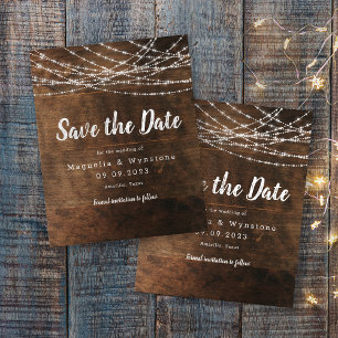 Rustikale Holz-String-Lichter Hochzeit speichern d