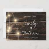 Rustikale Holz-String-Lichter Hochzeit speichern d Save The Date (Vorderseite)