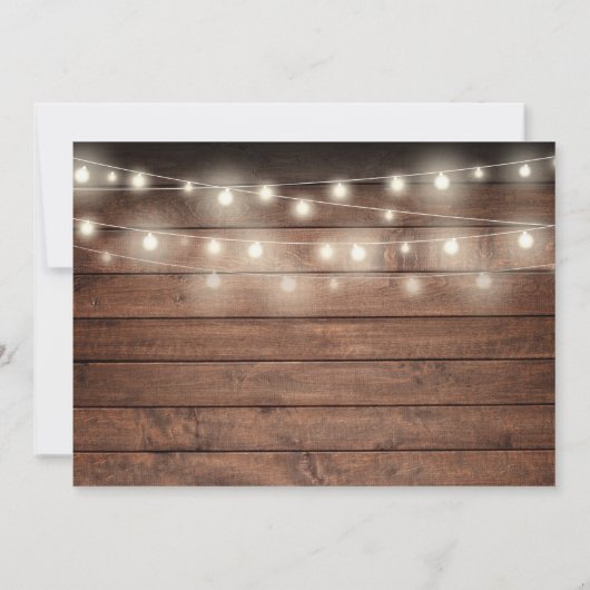 Rustikale Holz-String Lights Foto Taufe Dankeskarte (Rückseite)