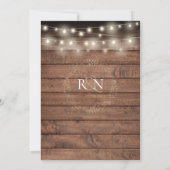 Rustikale Holz String Lights Laurel Garland Hochze Einladung (Rückseite)