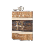 Rustikale Holz-Tone-Hochzeitstil-Trauzeugin Flachmann (Links)