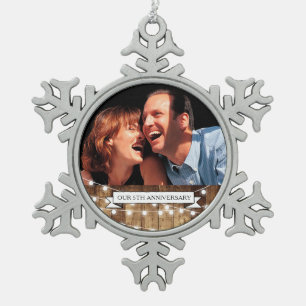 Rustikale Holz-u. feenhafte Schneeflocken Zinn-Ornament