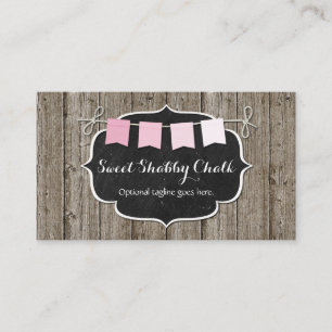 Rustikale Holz-u. Shabby Chic-Tafel-Rosa-Flagge Visitenkarte