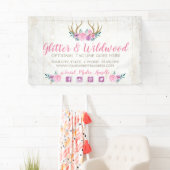 Rustikale Holz- und Aquarellblumen-Antler Boutique Banner (Insitu)