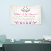 Rustikale Holz- und Aquarellblumen-Antler Boutique Banner (Messeveranstaltung)