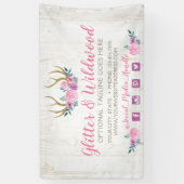 Rustikale Holz- und Aquarellblumen-Antler Boutique Banner (Vertikal)