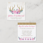 Rustikale Holz- und Blumenankleber Boutique Social Quadratische Visitenkarte (Vorne/Hinten)