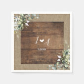 Rustikale Holz- und Jute-Hochzeit Serviette (Vorderseite)