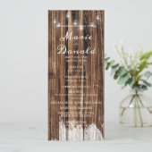 Rustikale Holz- und Laternen-Hochzeit Programm (Stehend Vorderseite)