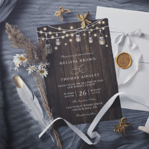 Rustikale Holz- und Lichter Landhaus-Hochzeit mit  Einladung