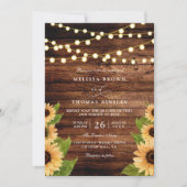 Rustikale Holz- und Sonnenblumen-elegante QR-Code- Einladung (Vorderseite)