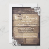 Rustikale Holz-und Spitze-Brautparty-Einladungen Einladung (Vorderseite)