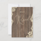 Rustikale Holz-und-Spitze-Hochzeitsantwortkarte RSVP Karte (Rückseite)