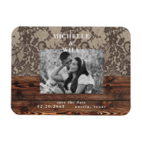Rustikale Holz- und Spitzen-Foto-Save-the-Date-Mag
