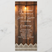 Rustikale Holz- und Spitzen-Hochzeitsmappe Programm (Vorderseite)