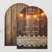 Rustikale Holz- und Spitzenhochzeit Einladung (Vorne/Hinten)