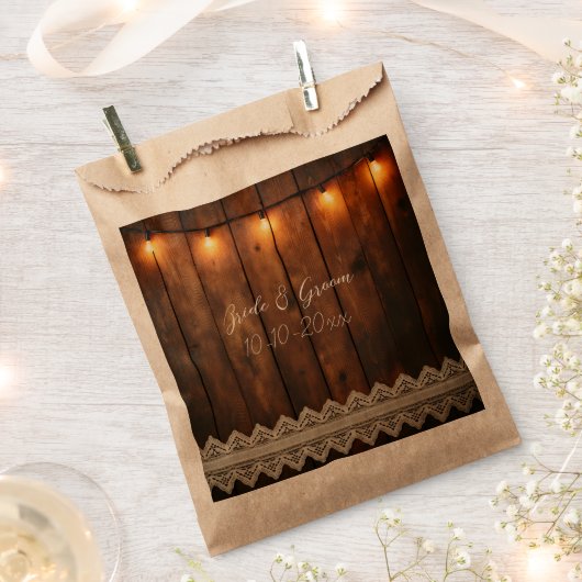 Rustikale Holz- und Spitzenhochzeit Geschenktütchen (Ausgeschnitten)