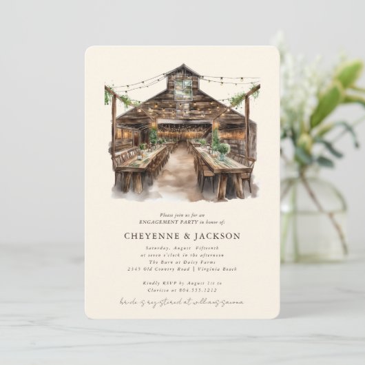 Rustikale Holz- und Streichellicht-Engagement-Part Einladung (Stehend Vorderseite)