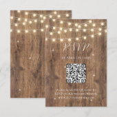 Rustikale Holz- und String-Lights RSVP-Karte | Bar Begleitkarte (Vorne/Hinten)