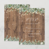 Rustikale Holz- und String-Lights RSVP-Karte | Bar Begleitkarte (Vorne/Hinten)