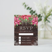 Rustikale Holz- und Weihnachtsstern-Winterhochzeit RSVP Karte (Stehend Vorderseite)