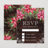 Rustikale Holz- und Weihnachtsstern-Winterhochzeit RSVP Karte (Vorne/Hinten)