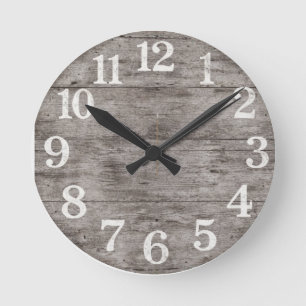Rustikale Holz-Wanduhr im Farmhouse-Stil Große Z Runde Wanduhr
