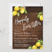 Rustikale Holz-Wasserfarben-Zitronen glücklich imm Einladung (Vorderseite)