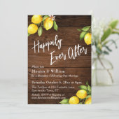 Rustikale Holz-Wasserfarben-Zitronen glücklich imm Einladung (Stehend Vorderseite)