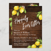 Rustikale Holz-Wasserfarben-Zitronen glücklich imm Einladung (Vorne/Hinten)