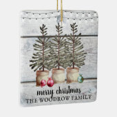 Rustikale Holz Weihnachtsbaumen Familienname Urlau Keramikornament (Rechts)