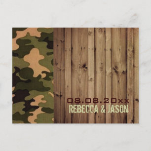 rustikale Holz Western Camo Hochzeit save the date Ankündigungspostkarte