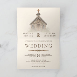 Rustikale Holz-Westkapelle - Komplette Hochzeit Einladung