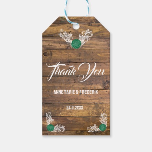 Rustikale Holz-Wildblume Fvor-Tasche Geschenkanhänger (Vorderseite)