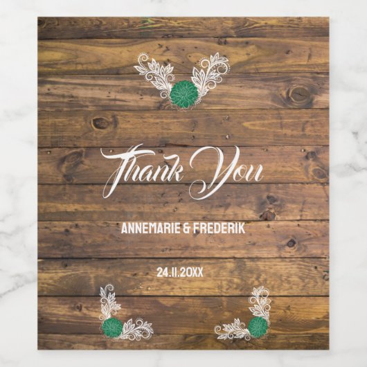 Rustikale Holz-Wildblume Fvor-Tasche Weinetikett (Einzelnes Label)