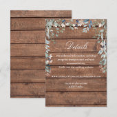 Rustikale Holz-Wildblumen Blumenzwiebeldetails Begleitkarte (Vorne/Hinten)