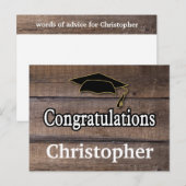 Rustikale Holz Worte des Abschlusses Ratschläge Po Postkarte (Vorne/Hinten)