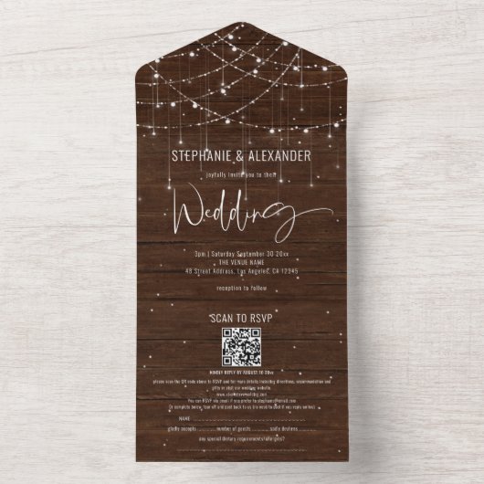 Rustikale Holzbalken leuchten alle in einer Einlad All In One Einladung (Innen Boden)