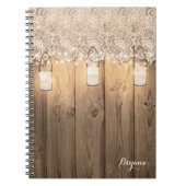 Rustikale Holzbalken und beleuchtete Mason Jars Notizblock (Vorderseite)