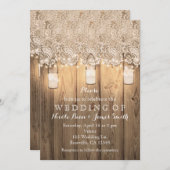 Rustikale Holzbalken und leuchtende Mason Jars Wed Einladung (Vorne/Hinten)